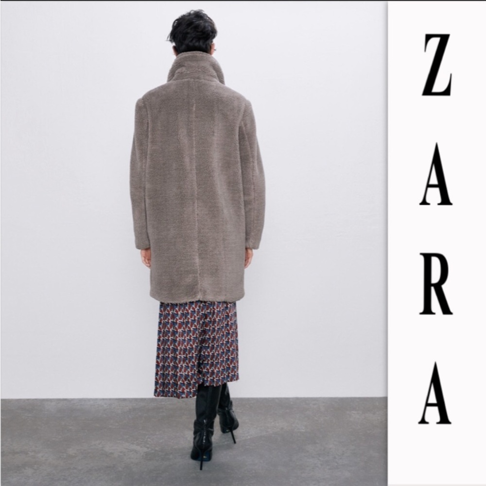 Zara Gray Teddy Sherpa Coat - Picture 5 of 7